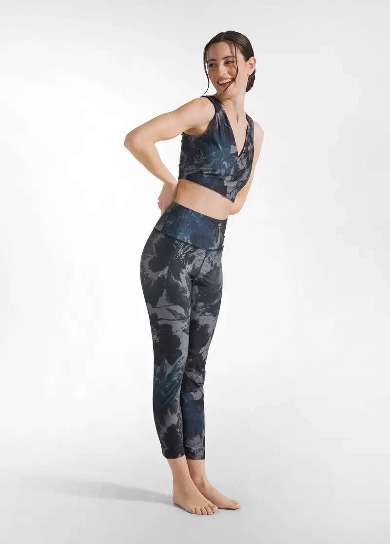 LEGGINGS IN MICROFIBRA RICICLATA STAMPATA BLU