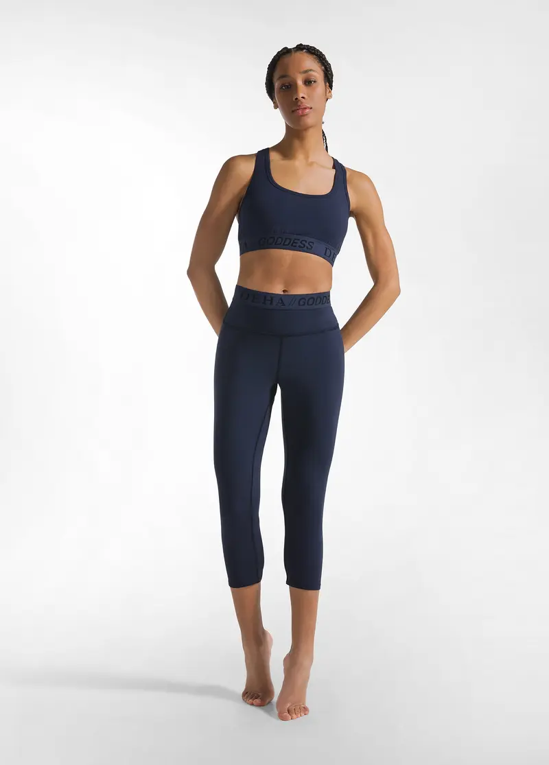 LEGGINGS STRETCH TINTA UNITA CON LUNGHEZZA 7/8 BLU