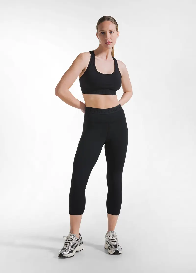 LEGGINGS STRETCH TINTA UNITA CON LUNGHEZZA 7/8 NERO