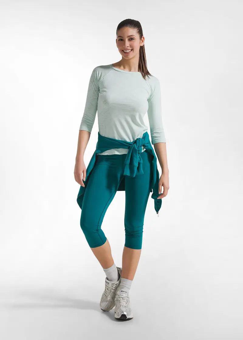 LEGGINGS STRETCH TINTA UNITA CON LUNGHEZZA 7/8 VERDE