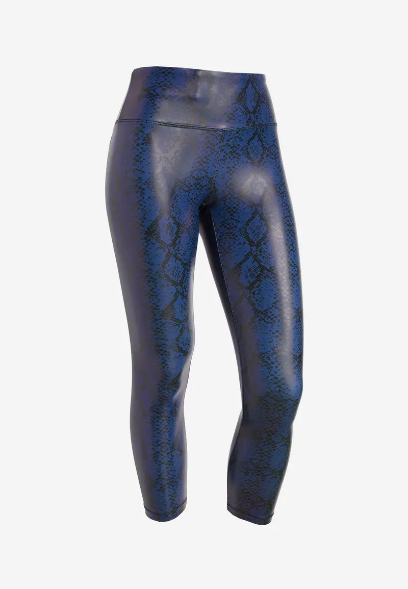 Leggings vita alta 7/8 in tessuto coated effetto snake