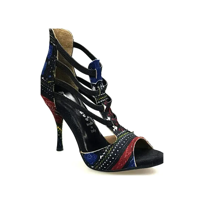 Lilith (460 Semba) - Sandalo da Ballo Kizomba Donna in Stile Dakar Daishiki Blu Notte