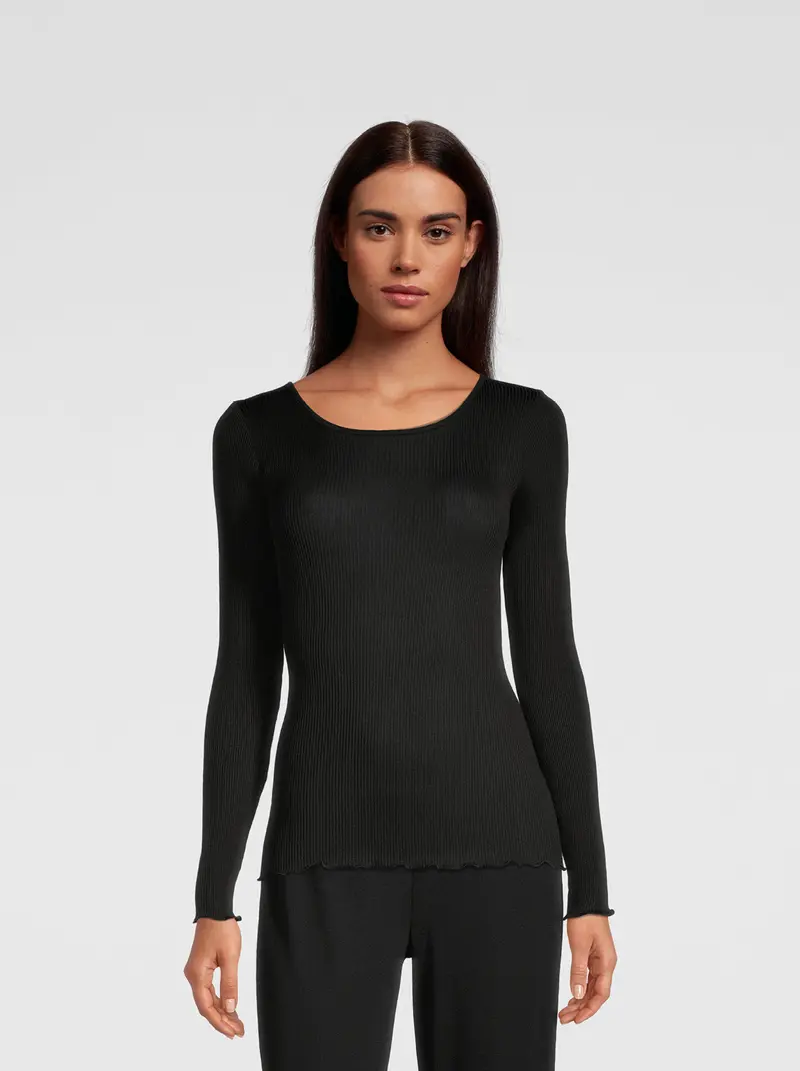 Long-Sleeved shirt in organzine silk 9515