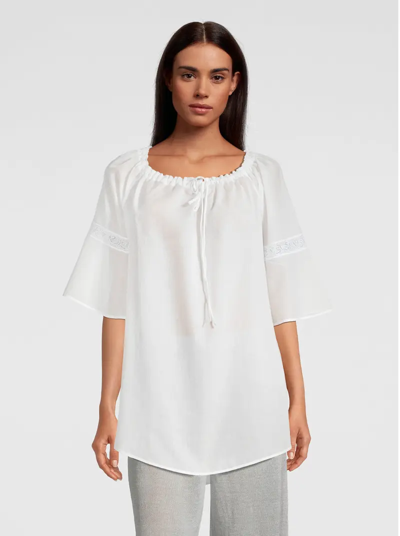 Longsleeves Mini dress in Voile Cotton 6566
