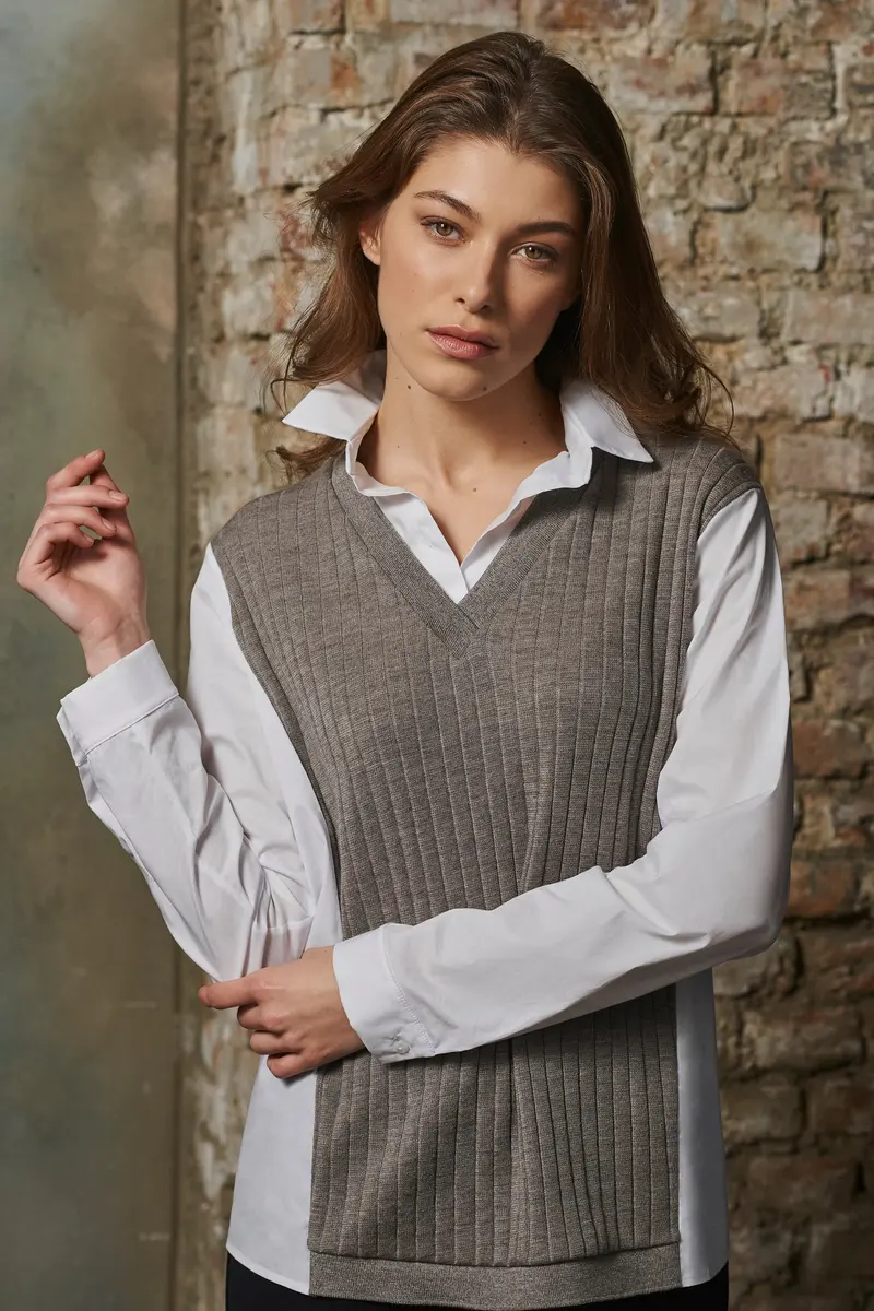 Longsleeves Shirt Woman Wool and Silk 5898
