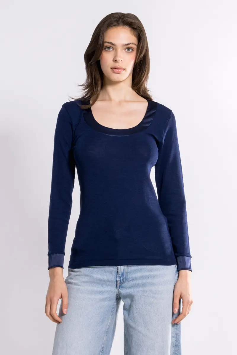 Longsleeves Woman Wool and Silk Shirt 4258