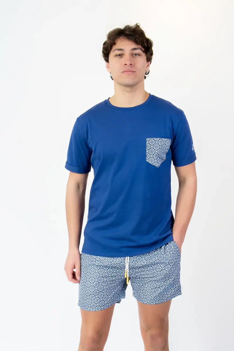 LORD PARTENOPEI T-SHIRT CON TASCHINO A FANTASIA GOZO TM26-GOZO BLU