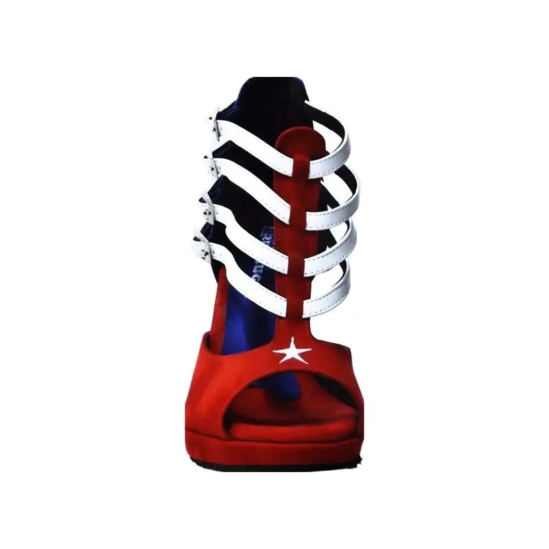 Lussuria (779PLT) - Scarpa da Ballo Salsa Donna in Camoscio Bandiera Cubana con Tacco a Spillo e Plateau Flex