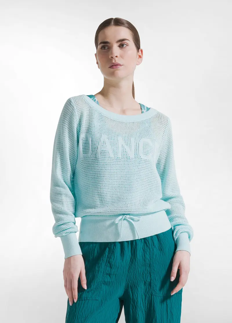 MAGLIA IN COTONE EFFETTO RETE BLU