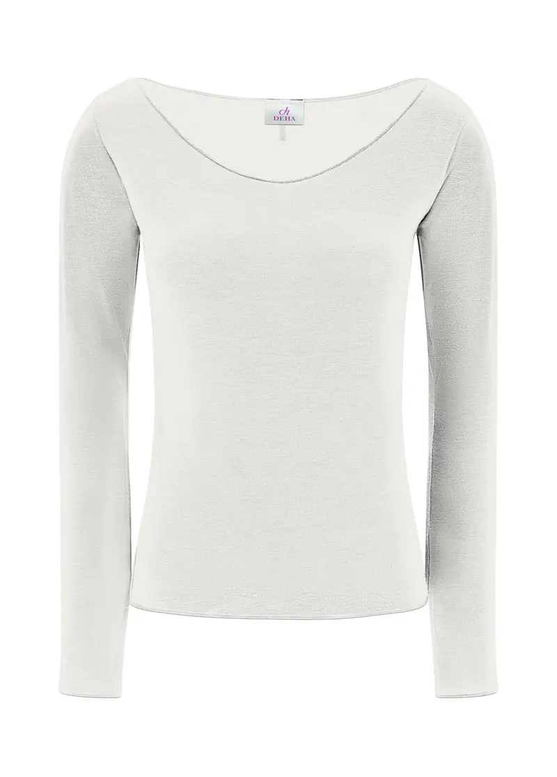 MAGLIETTA IN MISTO CASHMERE SCOLLO AMPIO BIANCO