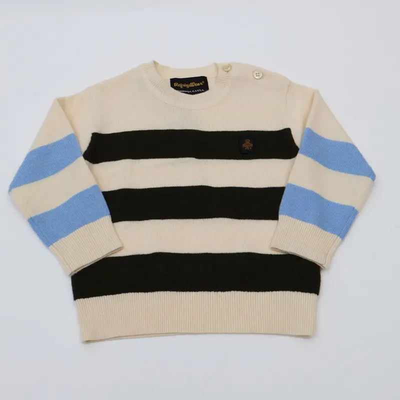 MAGLIONE BAMBINI REFRIGIWEAR A RIGHE PANNA NERE E AZZURRE RN1222W25