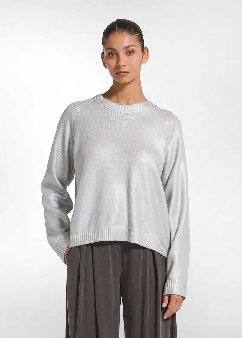 MAGLIONE GIROCOLLO LANA LAMINATO BIANCO