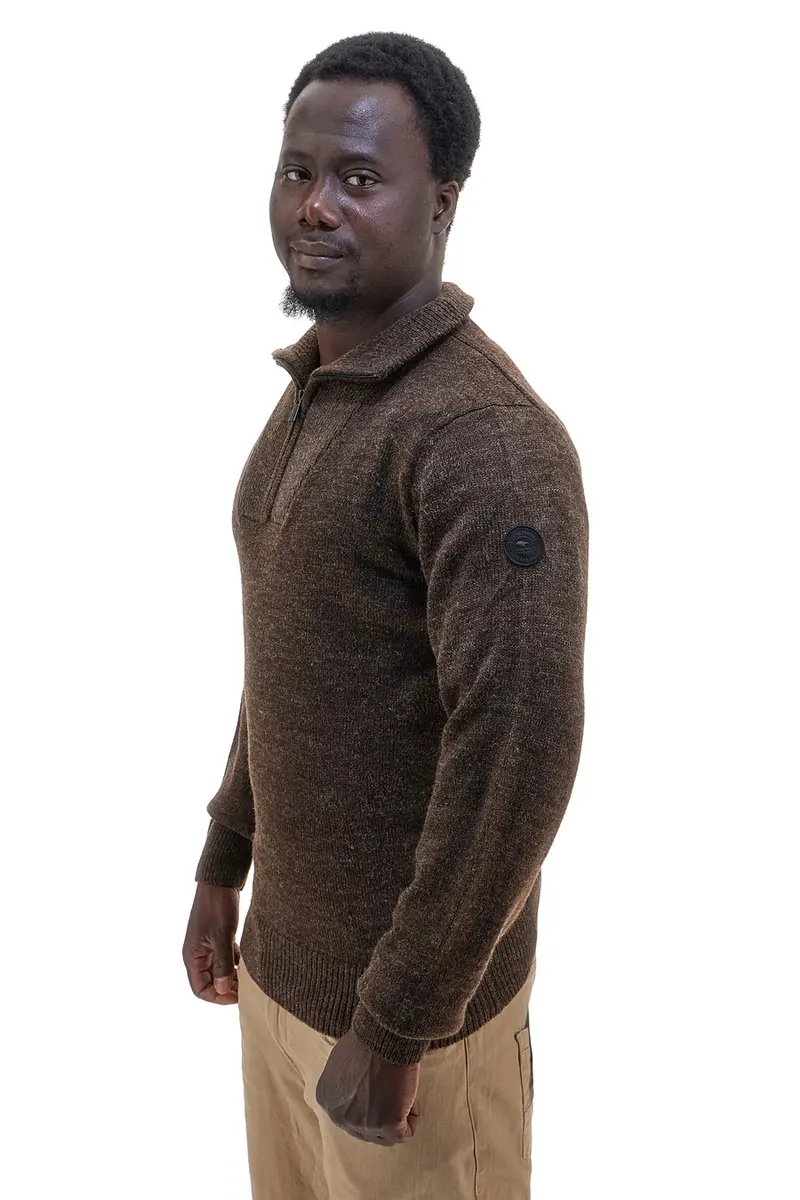 Maglione marrone con zip in misto lana No Limits MAJU020W25