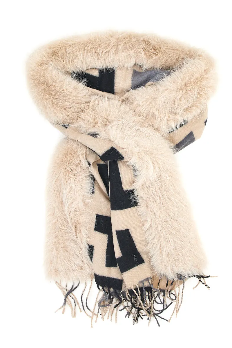Mantella beige con bordi e tasche in pelo calda GianMarco Venturi CLASS 63088