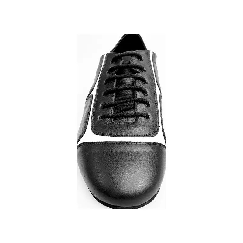 Manuel (820) - Sneaker Pelle Nera inserti in Vernice Bianca - Salsa