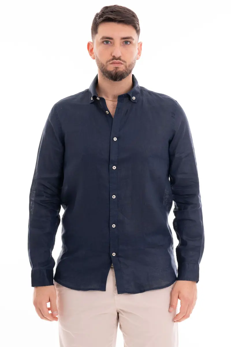 MARKUP CAMICIA MANICA LUNGA 100% LINO MK13004 BLU
