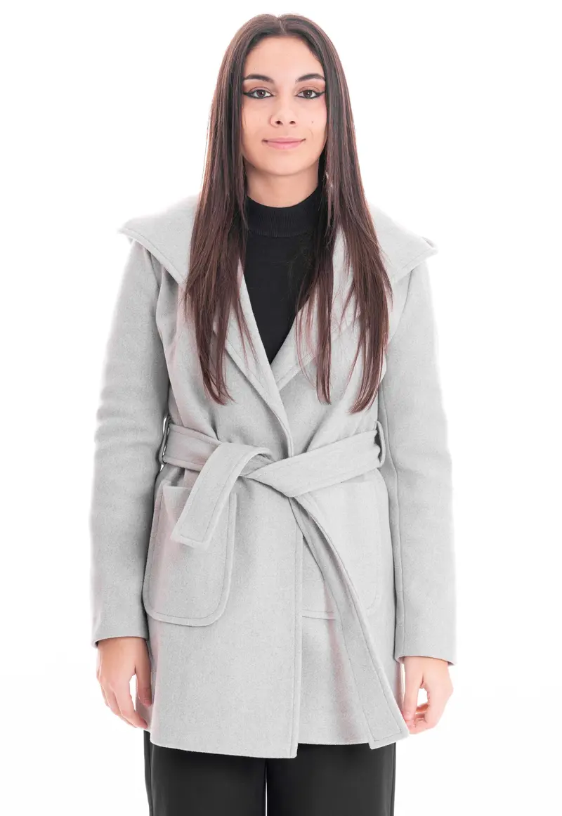 MARKUP CAPPOTTO CON CAPPUCCIO IN TESSUTO A MAGLIA DONNA MW764620 GRG