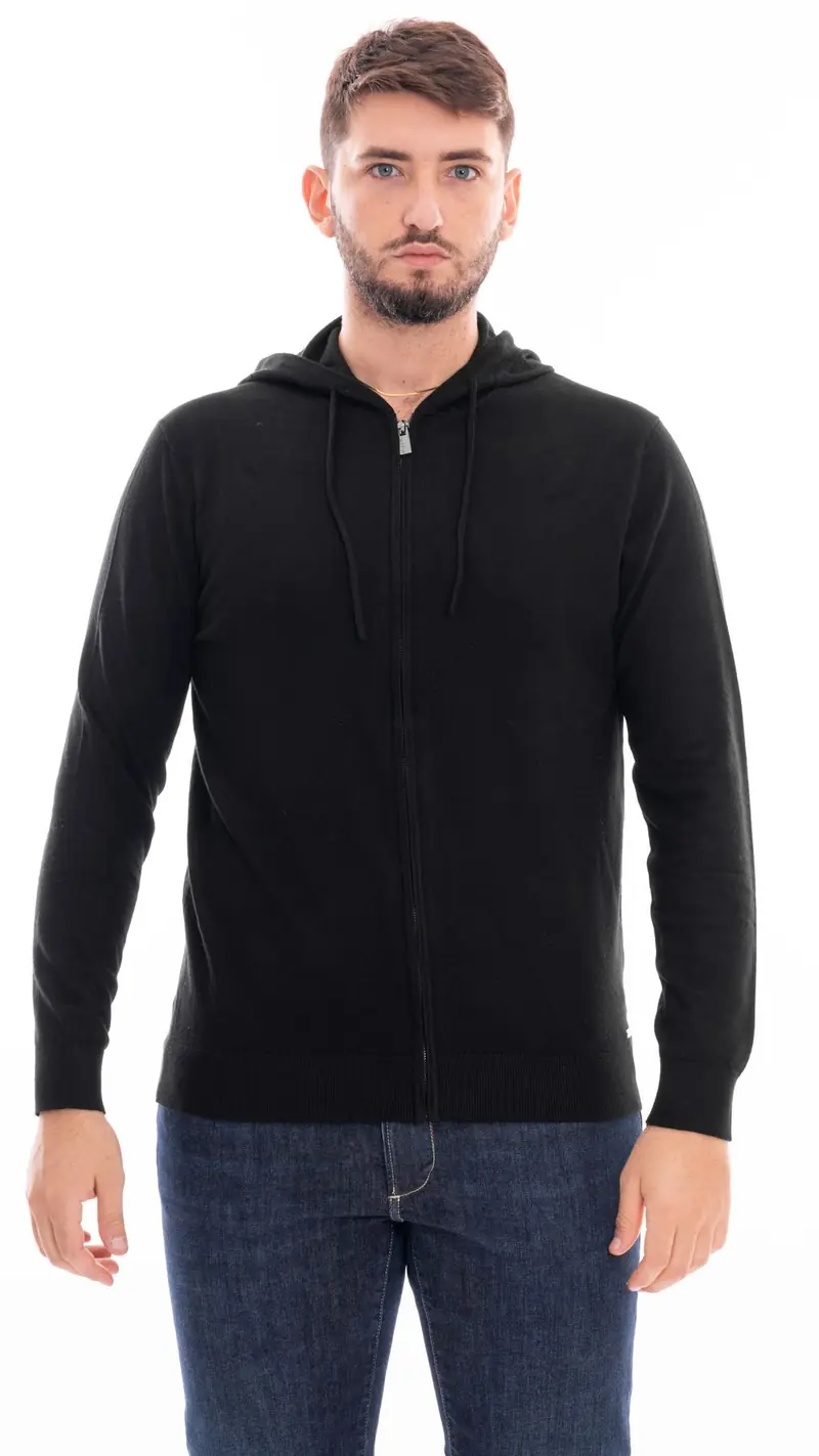 MARKUP FELPA CON CAPPUCCIO E ZIP UOMO MK790126 NER