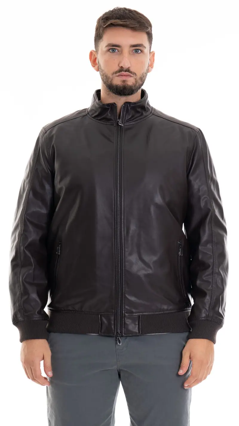 MARKUP GIUBBOTTO IN PELLE CON ZIP MK24005 MOR