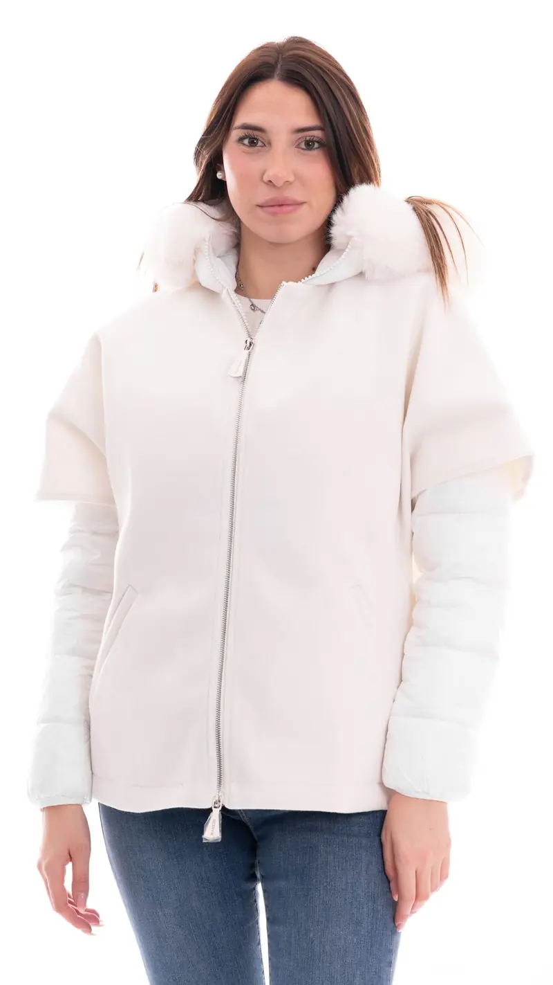 MARKUP GIUBBOTTO PANNO E PIUMA PERLATO CON PELLICCIA DONNA MW764050 LTE
