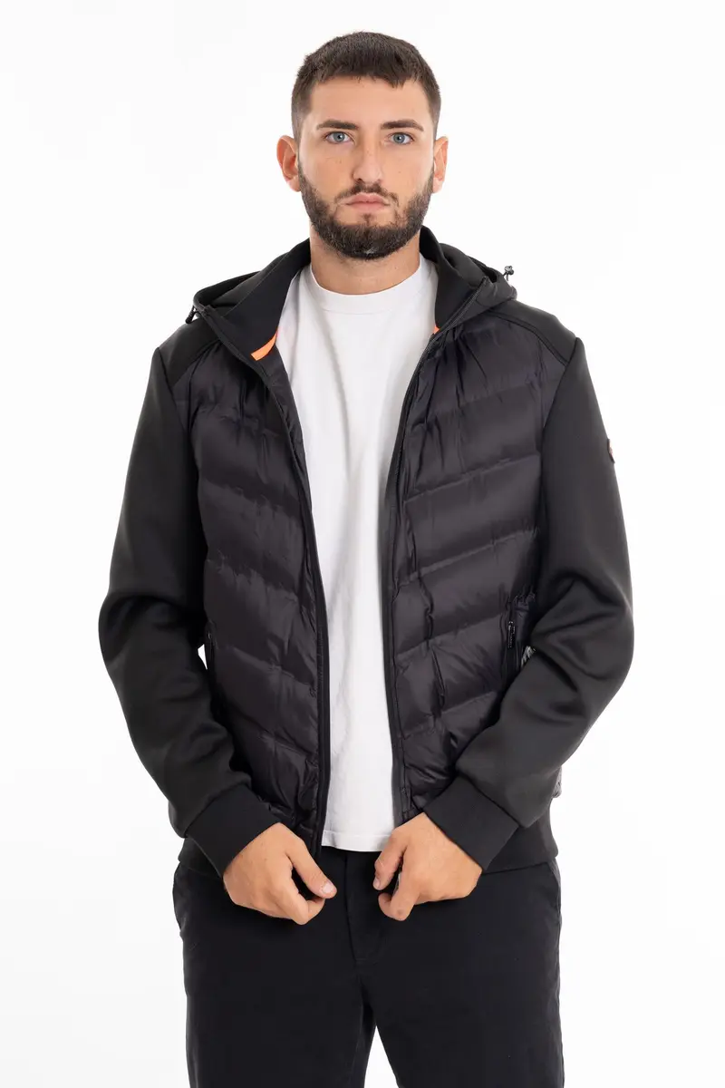 MARKUP M CAPPUCCIO FELPA ZIP COMBINATA NEOPRENE NYLON DETTAGLIO LOGO MK592027