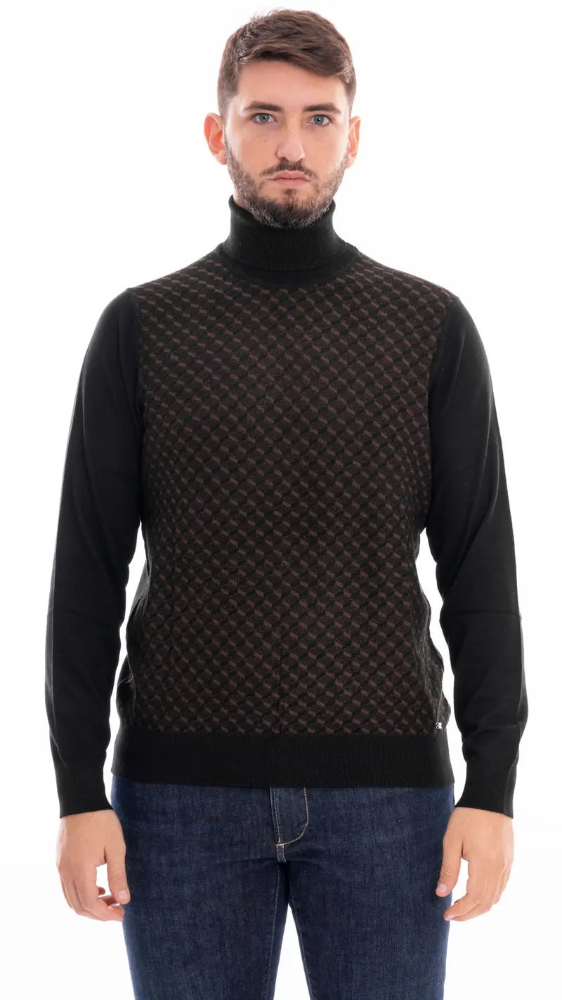 MARKUP MAGLIONE COLLO ALTO CON ROMBI UOMO MK790127 NER