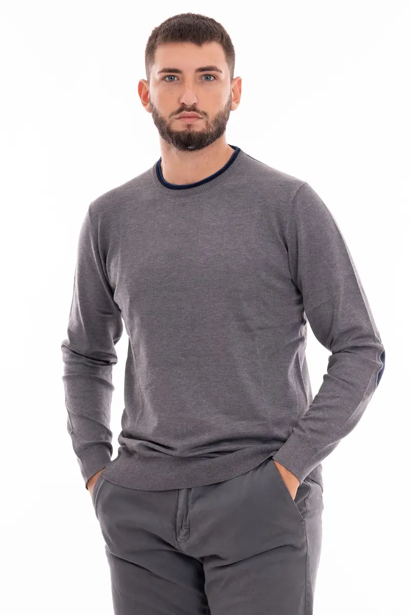 MARKUP MAGLIONE GIROCOLLO CON TOPPE UOMO MK20028 GMN
