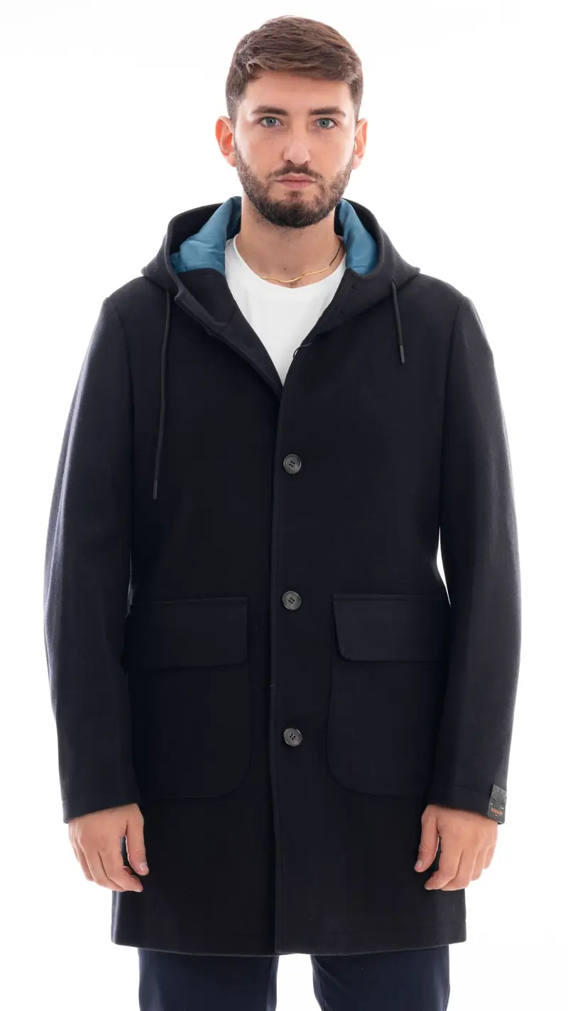 MARKUP PARKA LUNGO CON CAPPUCCIO E BOTTONI UOMO MK794619 BLU