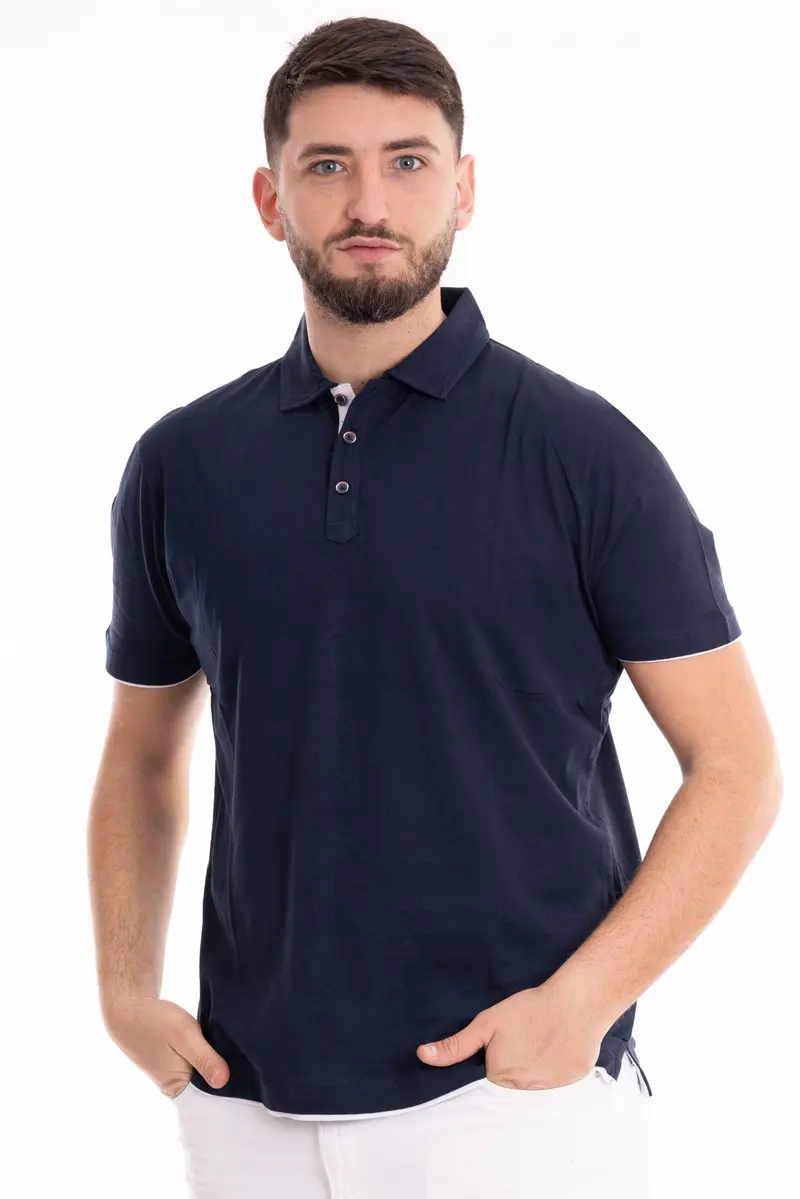 MARKUP POLO MEZZA MANICA IN JERSEY CON CONTRASTI MK691018 BLU