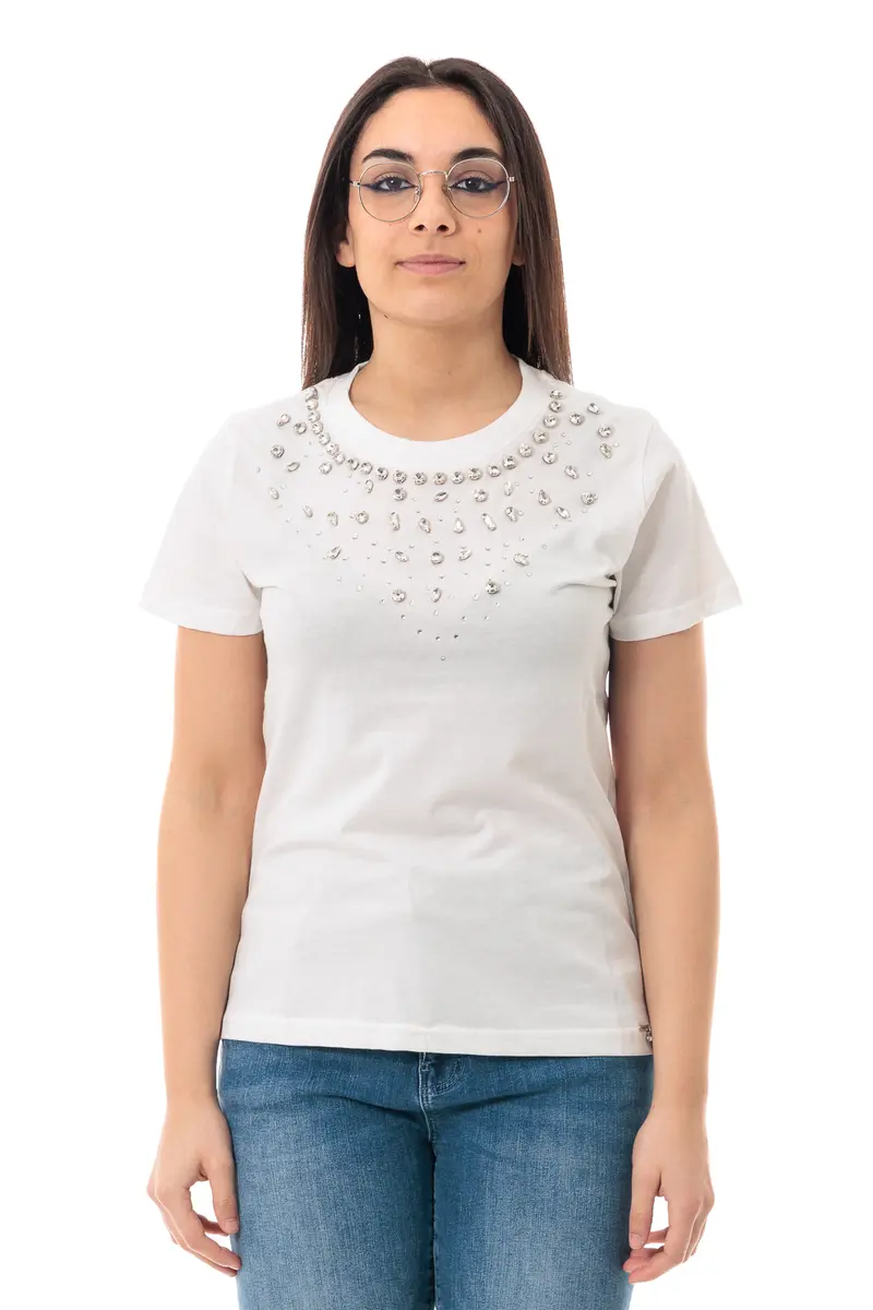 MARKUP T-SHIRT GIROCOLLO CON DETTAGLIO SU SCOLLO DONNA MW861003 OFW