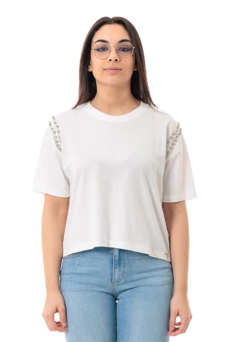 MARKUP T-SHIRT GIROCOLLO CON DETTAGLIO SULLE SPALLE DONNA MW861005 OFW
