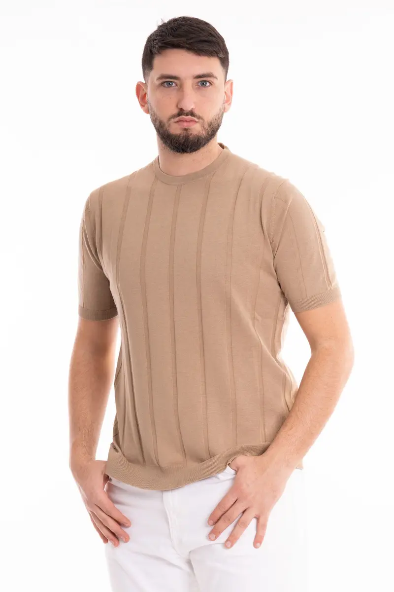 MARKUP T-SHIRT GIROCOLLO MEZZA MANICA A COSTINE MISTO LINO E COTONE MK690029 CRD