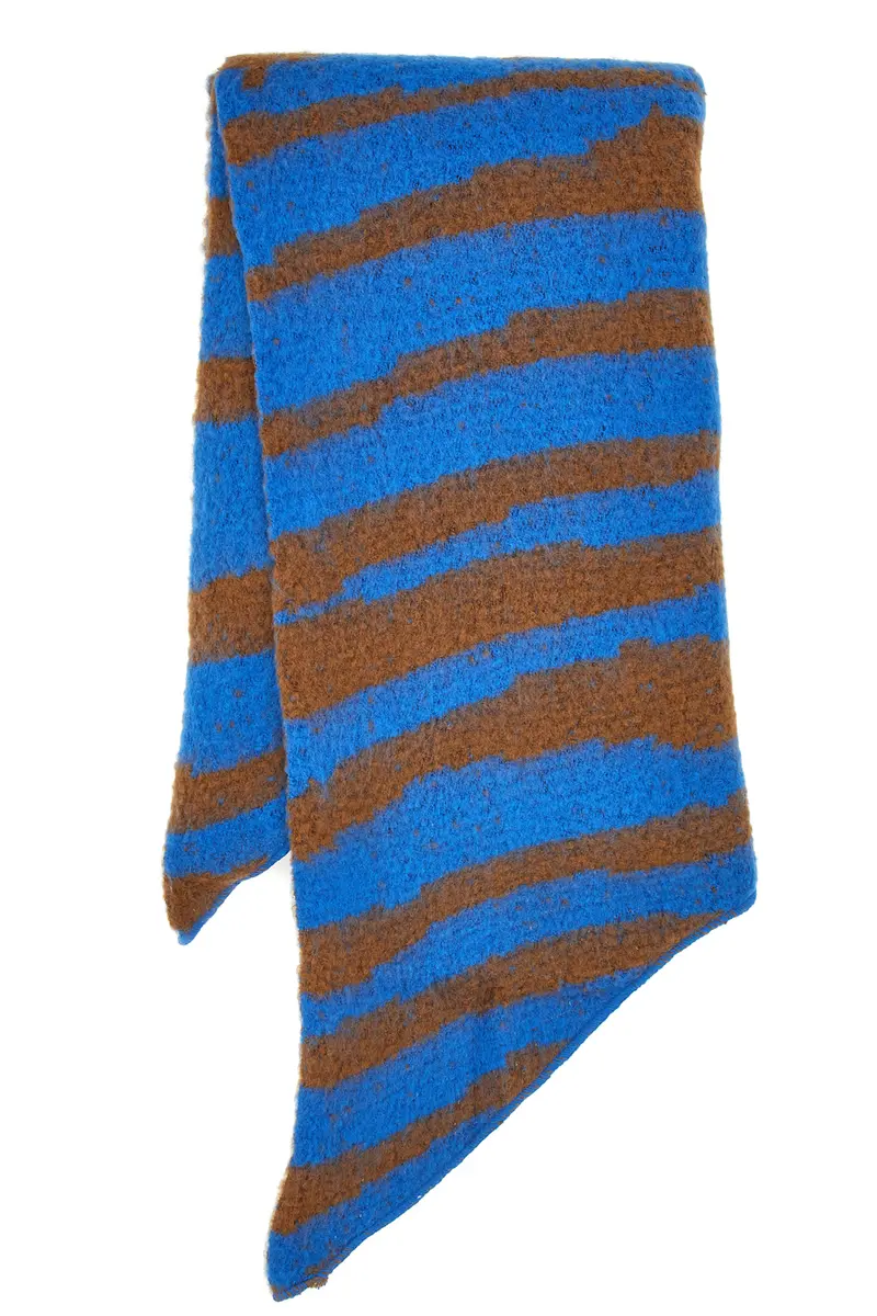 Maxi Sciarpa Blu e Marrone da Donna A Righe Pittarello 1198/D