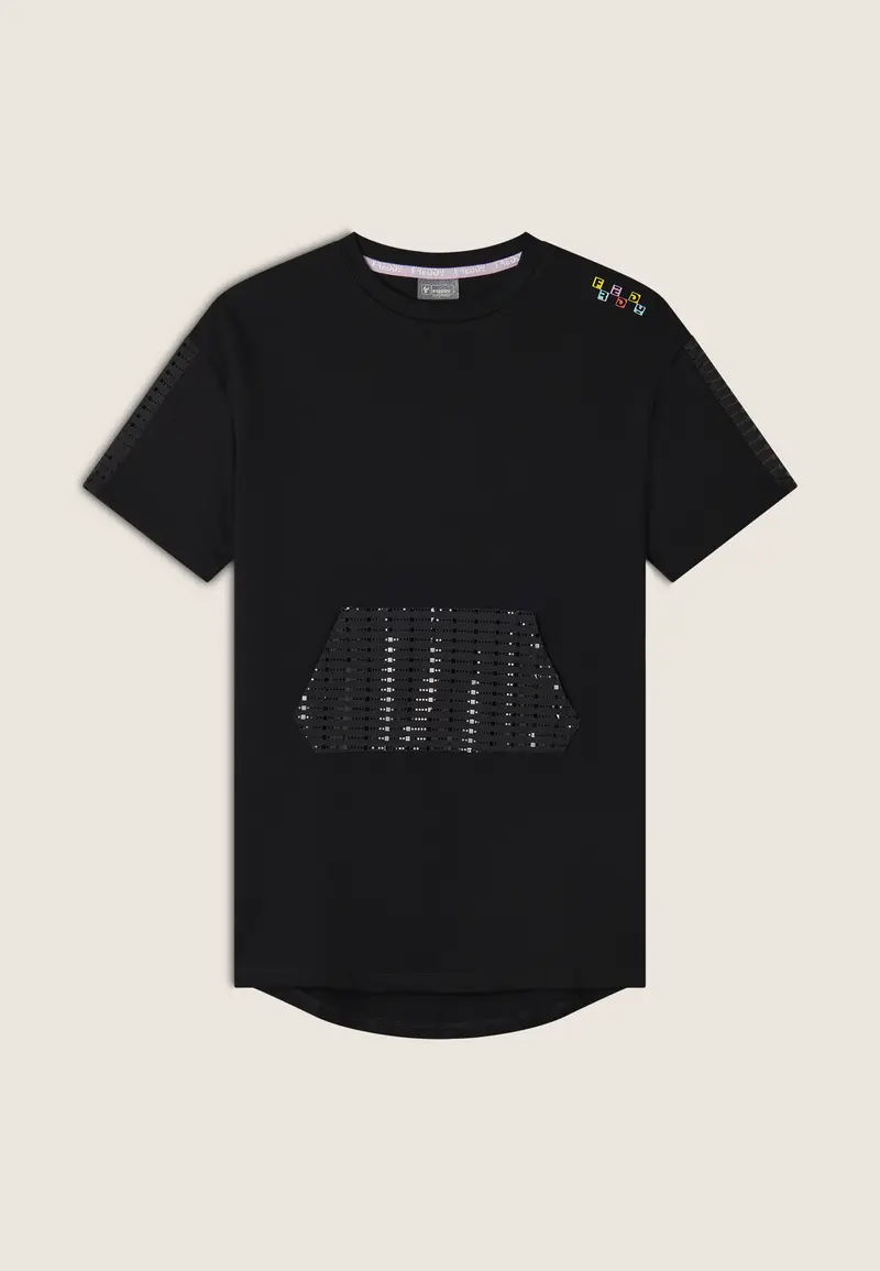 Maxi T-shirt Vestito Bambina con Tasca a Paillettes
