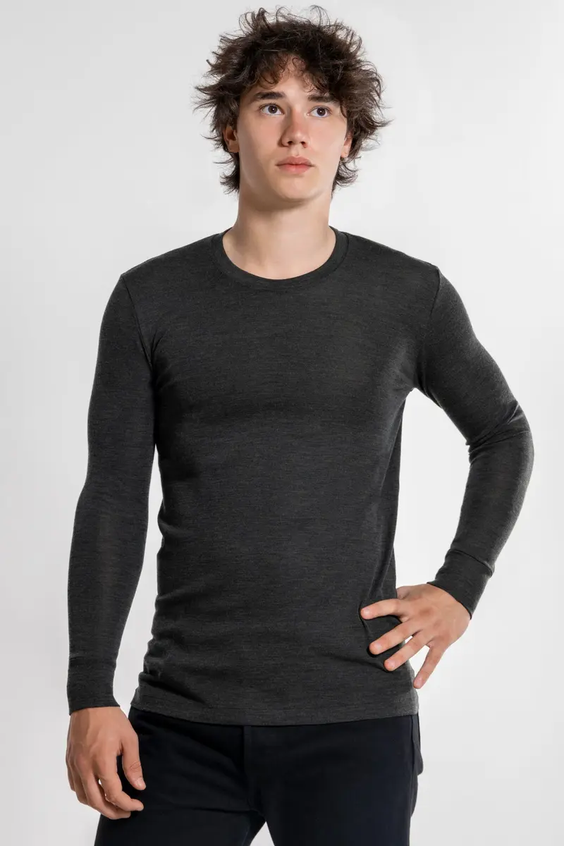 Men's long-sleeve wool and silk roundneck shirt 626