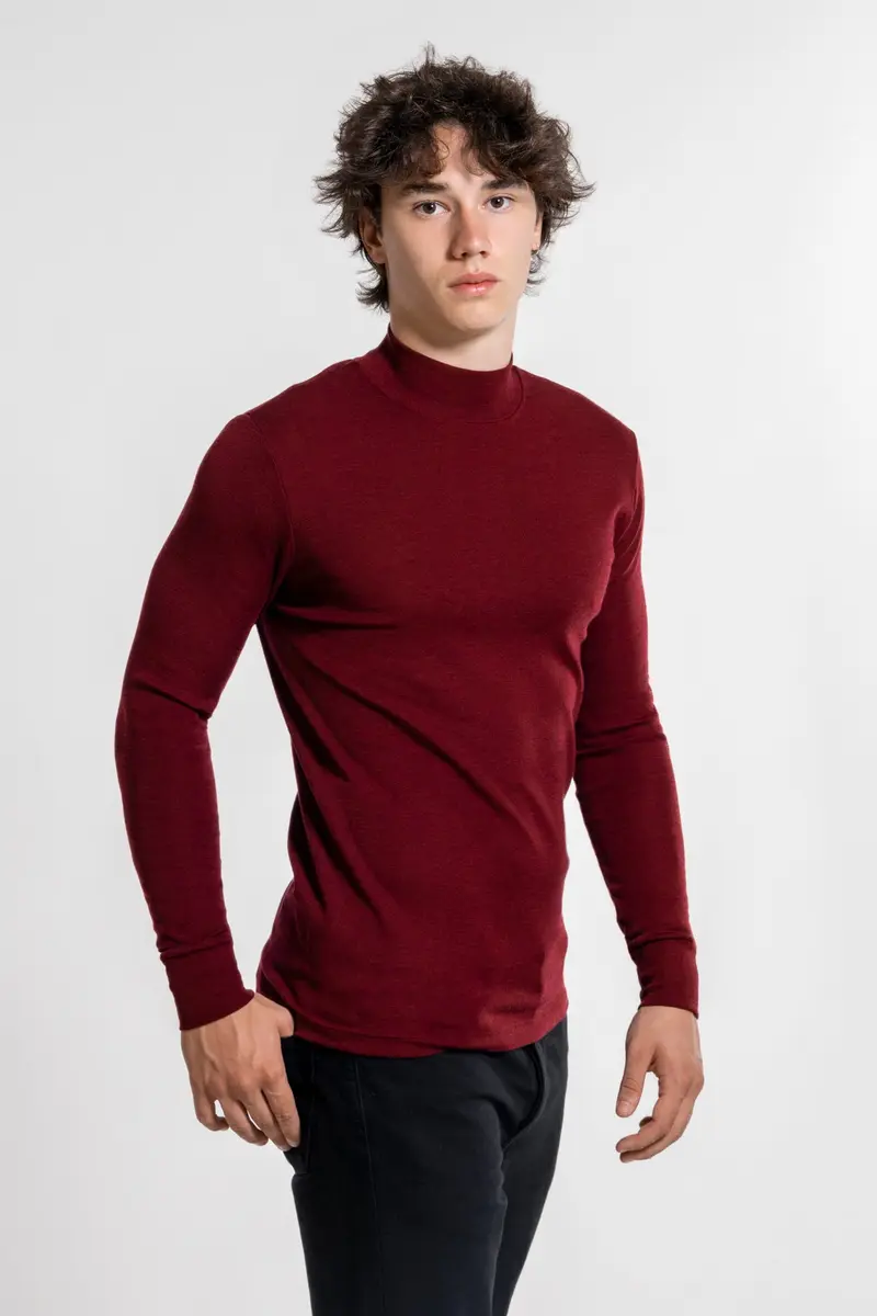 Men's mock turtleneck in wool and silk 628