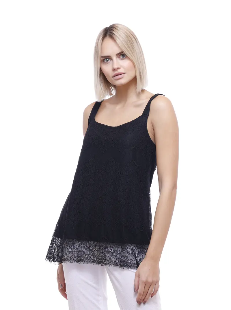 Micromodal Tank Top with Chantilly Flounce 5990