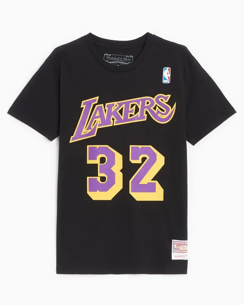 MITCHELL&NESS T-SHIRT LOS ANGELES LAKERS MAGIC JOHNSON BMTRINTL1074-LALMJBLCK