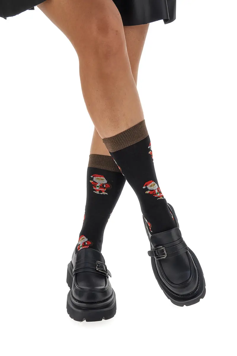 Mocassini Neri Con Platform Betty Flowers 126
