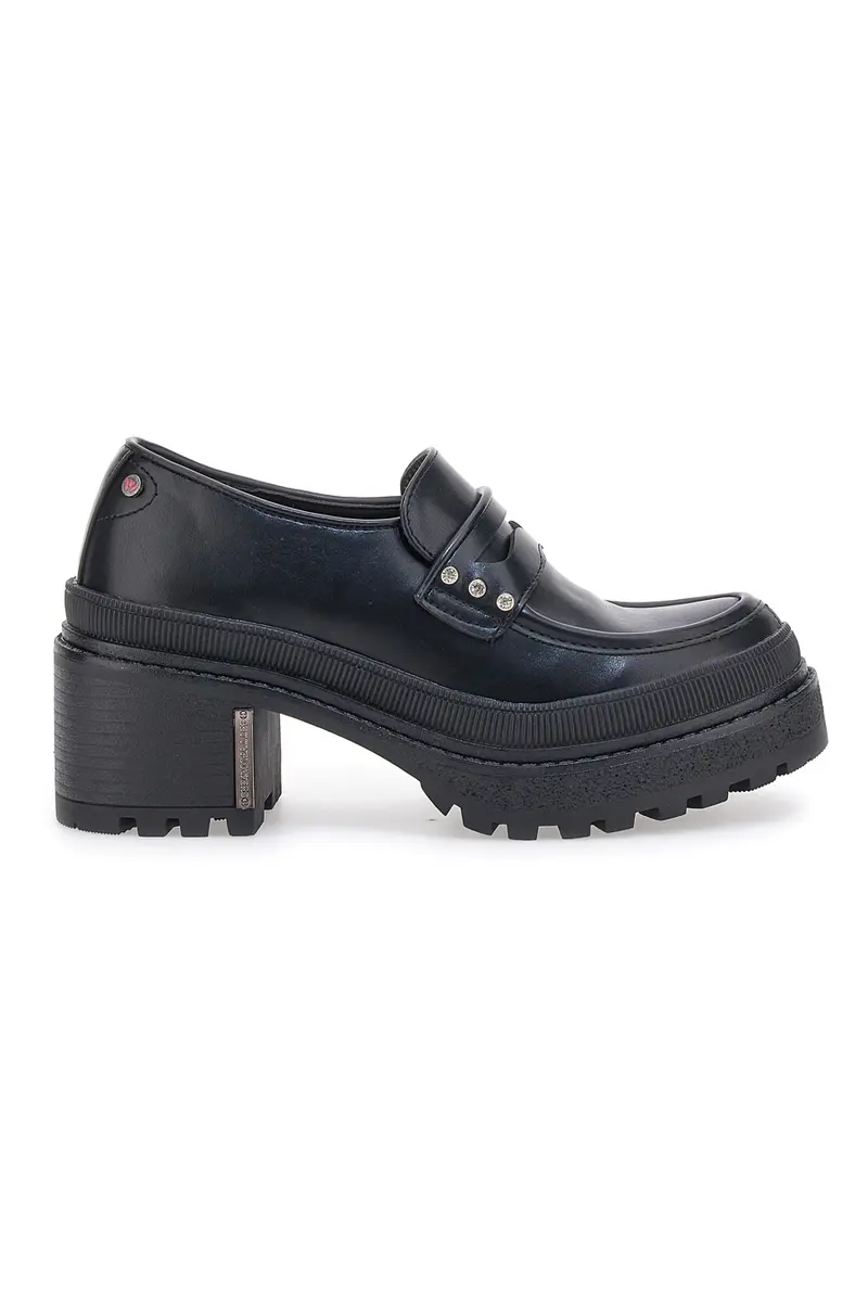 Mocassini Neri Platform con Brillantini Bettyflowers 01