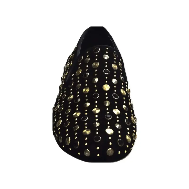 Mocassino Uomo in Camoscio Nero con Borchie e Swarovski / Men's Black Suede Moccasin with Studs and Swarovski - Salsa