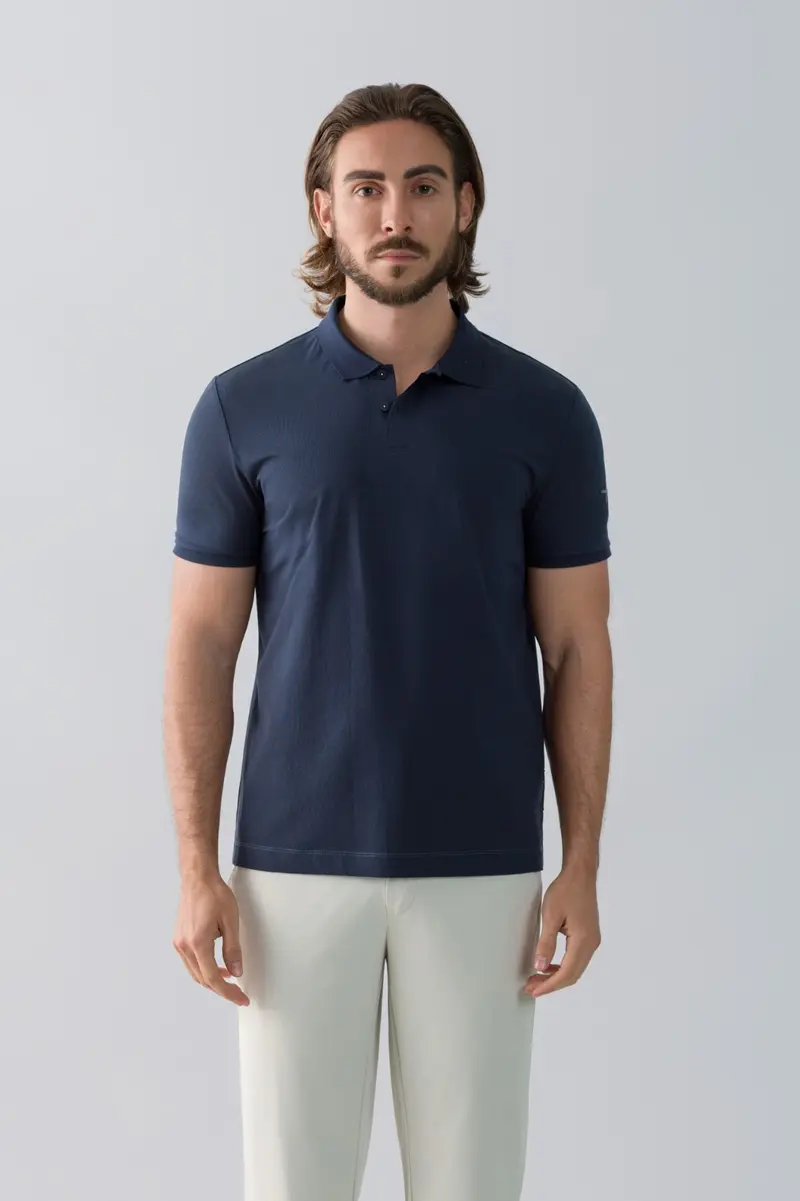 MORE POLO IN COTONE STRETCH EDWARD BLU