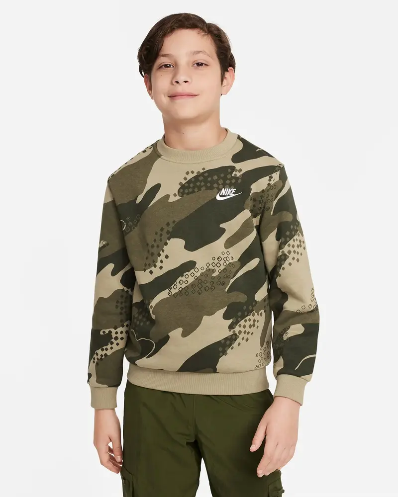 NIKE CLUB FLC HBR CREW CAMO JR FD3172 276