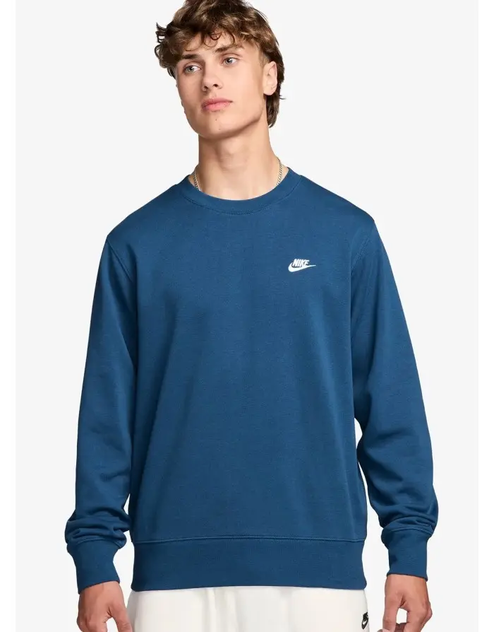 NIKE FELPA GIROCOLLO CLUB FLEECE TESSUTO FRENCH TERRY E LOGO PICCOLO FN3888 476