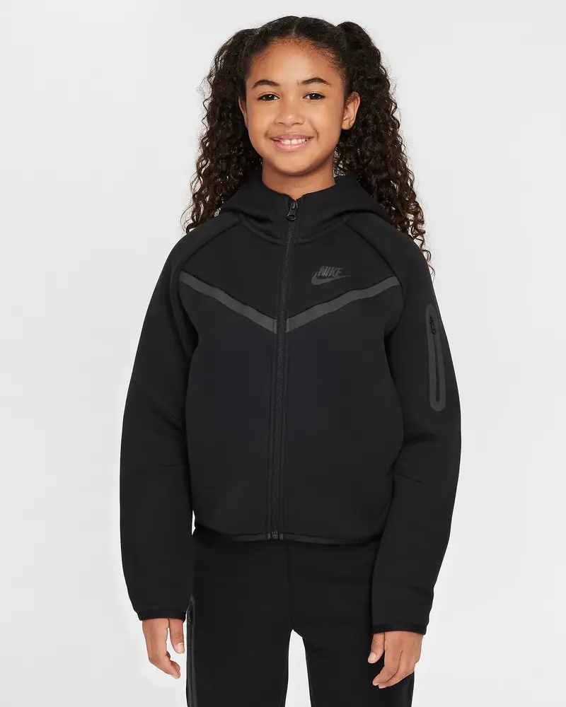 NIKE FELPA TECH CON ZIP E CAPPUCCIO  JR HV8695 010