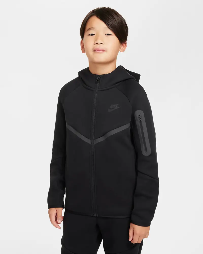 NIKE FELPA TECH CON ZIP E CAPPUCCIO UNISEX JR HV5867 010