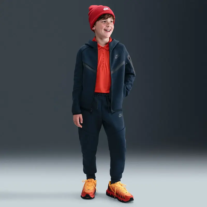 NIKE FELPA TECH FLEECE CON CAPPUCCIO E ZIP CON LOGO A CONTRASTO JR HV5867 453