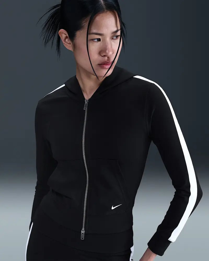 NIKE FELPA ZIP E CAPPUCCIO CON CUCITURE A CONTRASTO C/LOGO DONNA IH4061 010