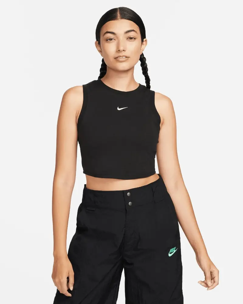 NIKE TOP A COSTINE CROP CON LOGO DONNA FB8279 010