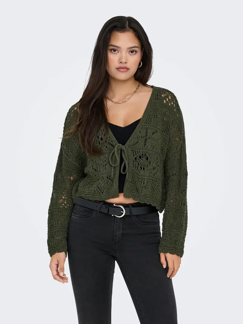 ONLY BEACH LIFE CARDIGAN 7/8 IN COTONE CON LACCETTO DONNA (COL